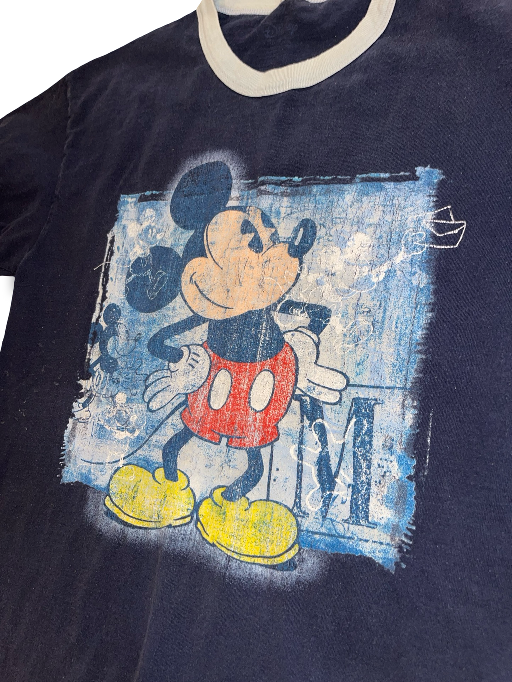 Vintage Y2K Disney Mickey Mouse Navy Ringer T-Shirt Men Size Medium