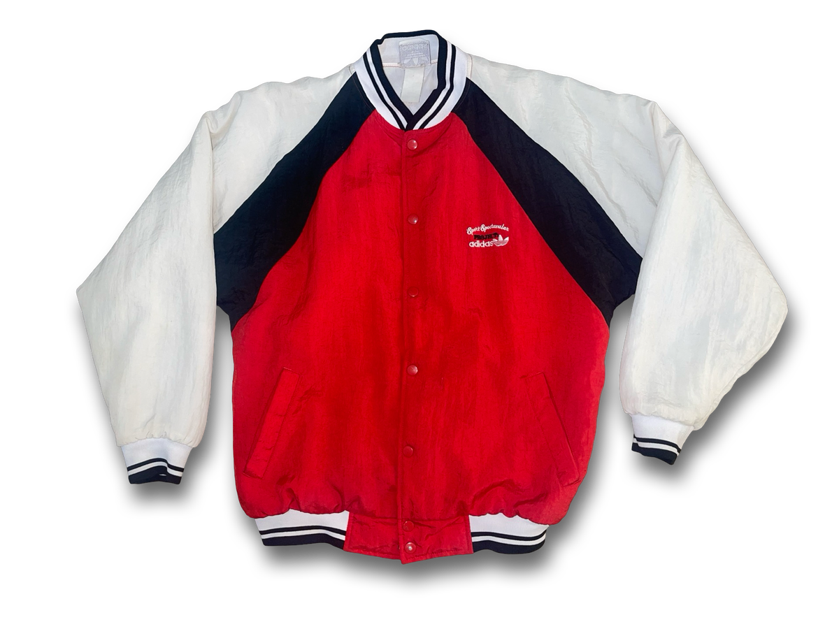 Vintage 80s Adidas Project Sports Spectacular Bomber Jacket Red White Men’s Size Medium