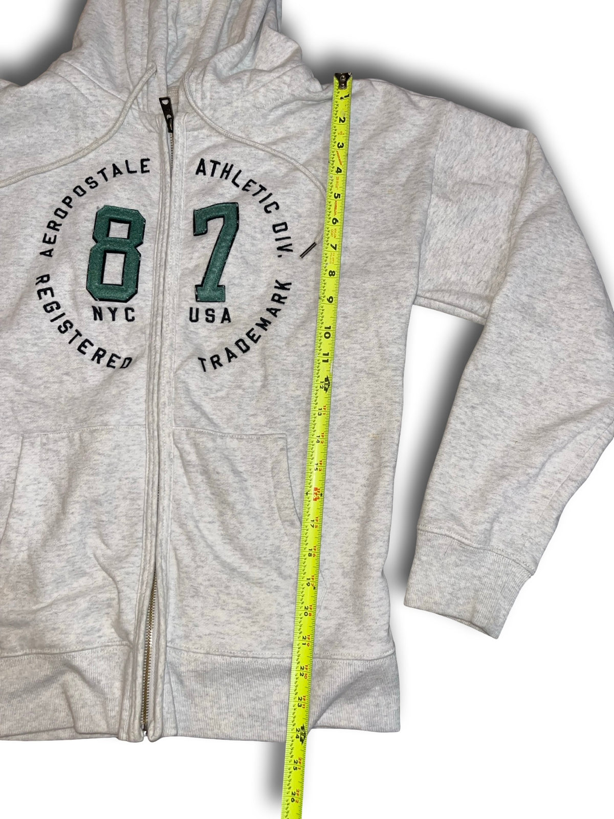 Vintage Y2K Aeropostale Grey Zip-Up Hoodie Men Size Small