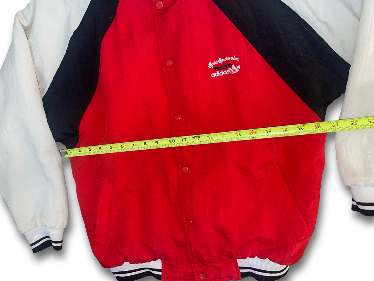 Vintage 80s Adidas Project Sports Spectacular Bomber Jacket Red White Men’s Size Medium