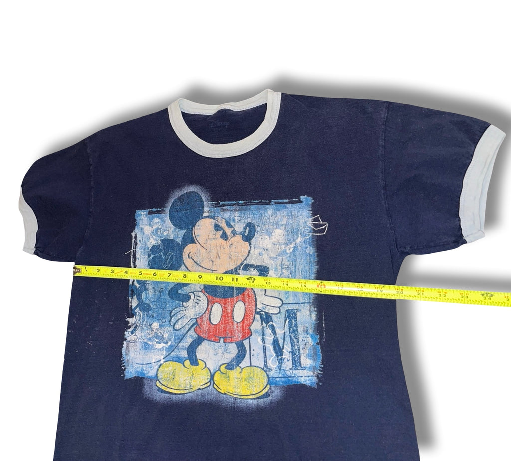 Vintage Y2K Disney Mickey Mouse Navy Ringer T-Shirt Men Size Medium