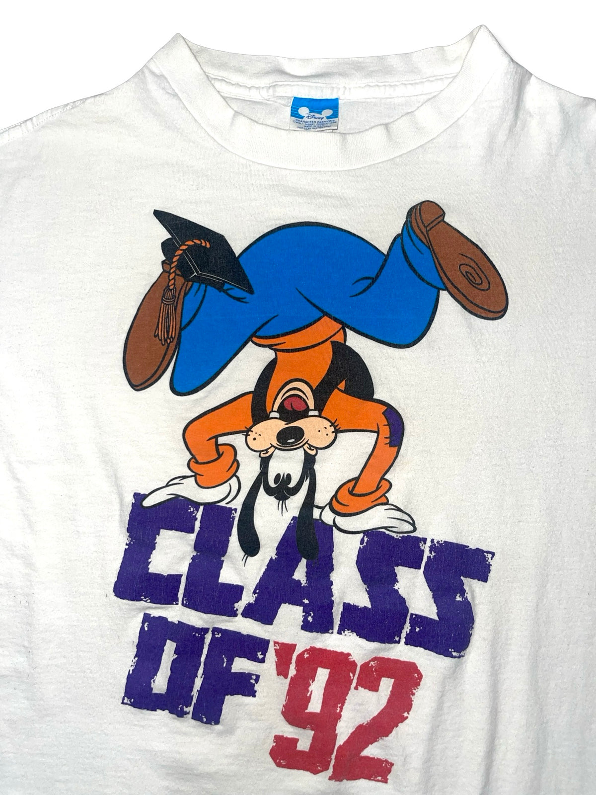 Vintage Goofy Walt Disney T-Shirt USA Class Of 92 Single Stitch Mens Size Large