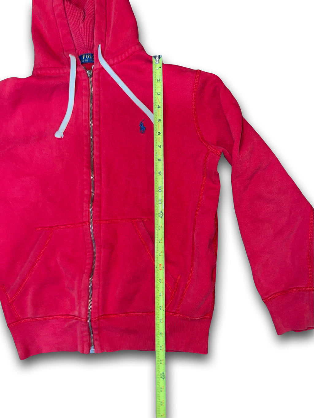 Y2k Polo Ralph Lauren Full Zip Red Hoodie Navy Pony Logo Men’s Size Small