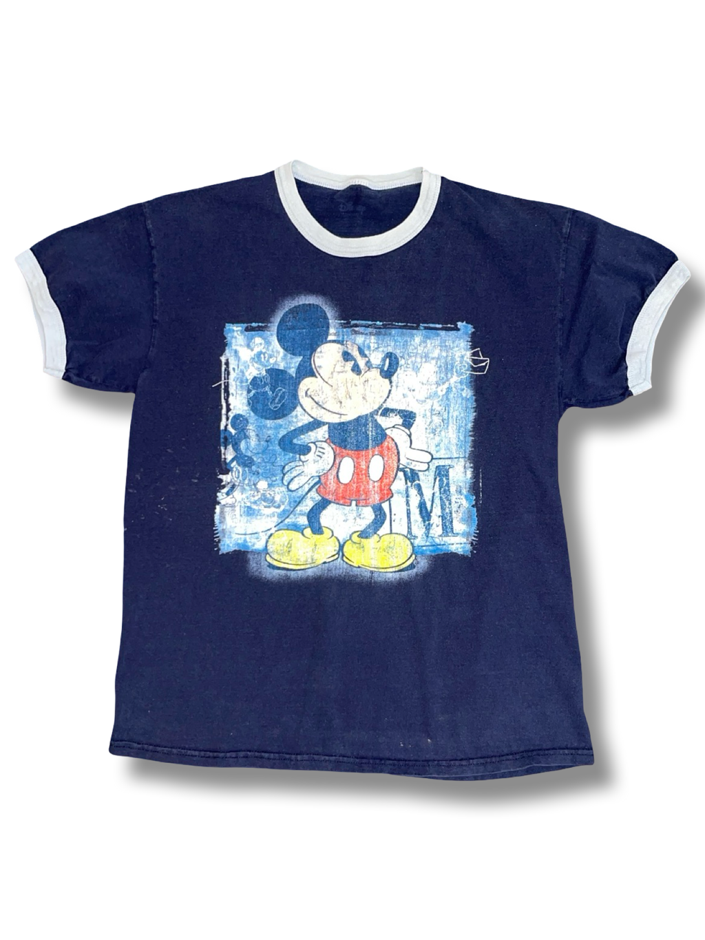 Vintage Y2K Disney Mickey Mouse Navy Ringer T-Shirt Men Size Medium