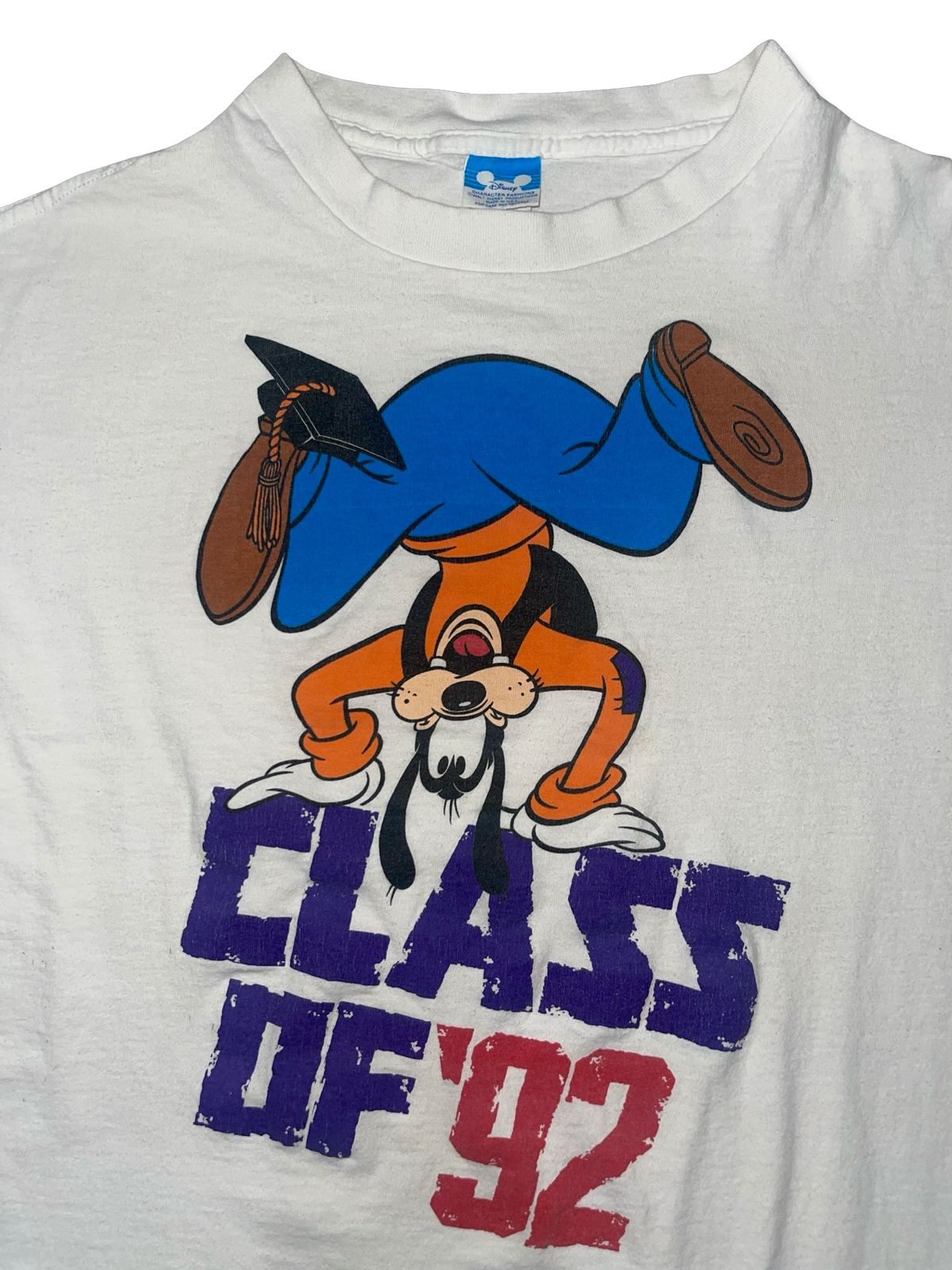 Vintage Goofy Walt Disney T-Shirt Mens Size Large USA Class Of 92 Single Stitch