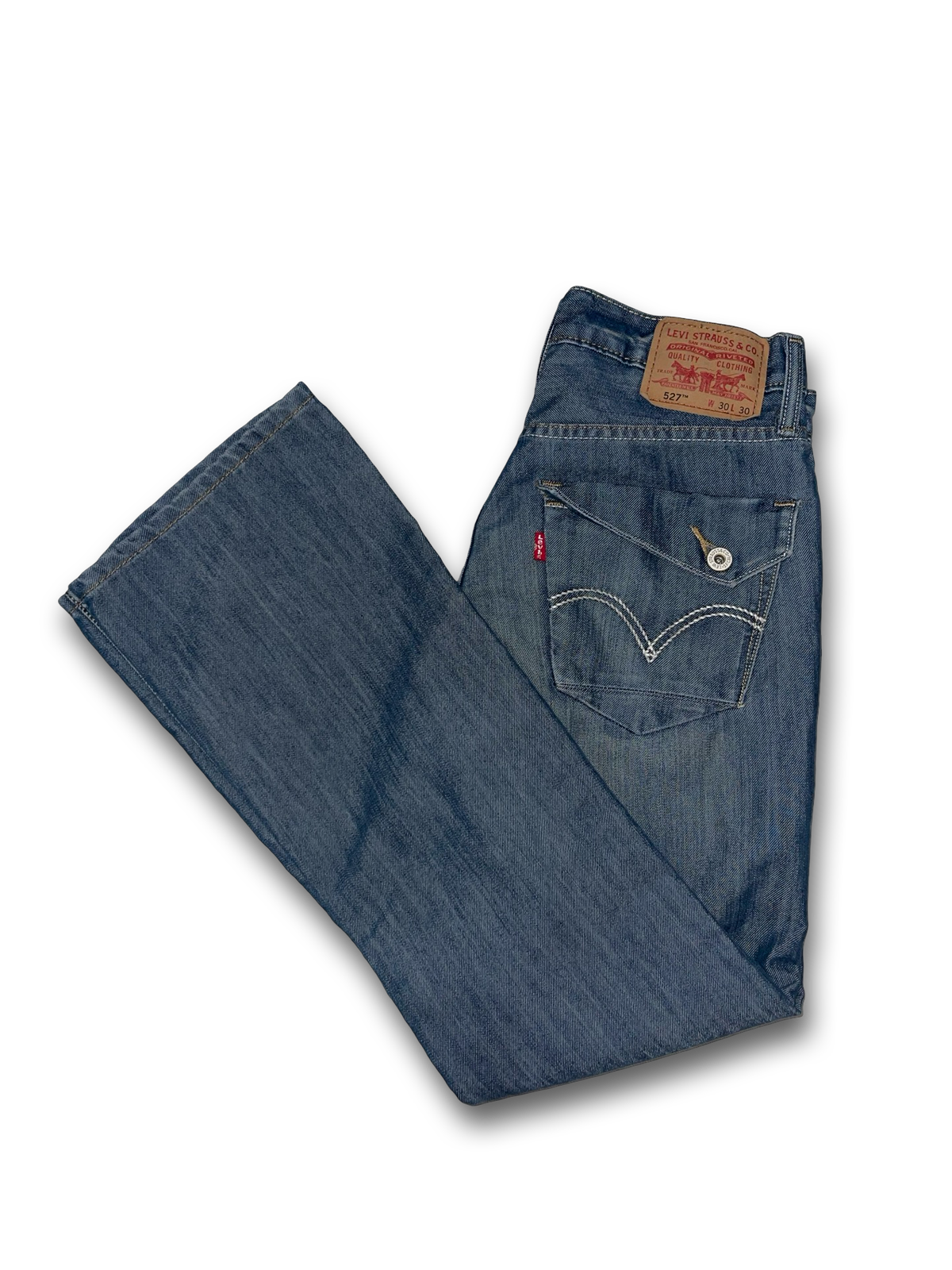 Levis 527 Jeans Y2K Bootcut Flap Pocket Blue Denim Cowboy Men’s Size 30x30