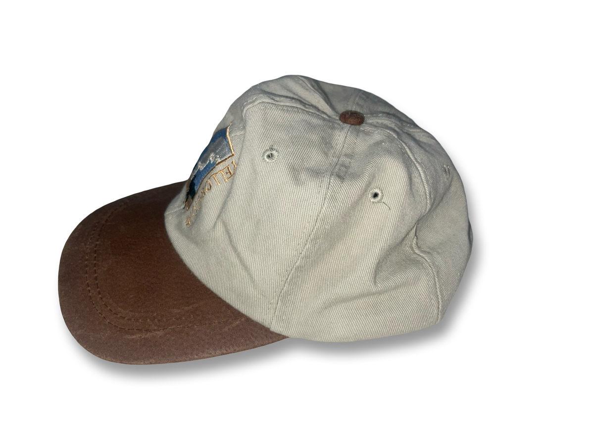 Vintage 90s Yellowstone National Park Hat Cap Embroidered Leather Bill Strapback