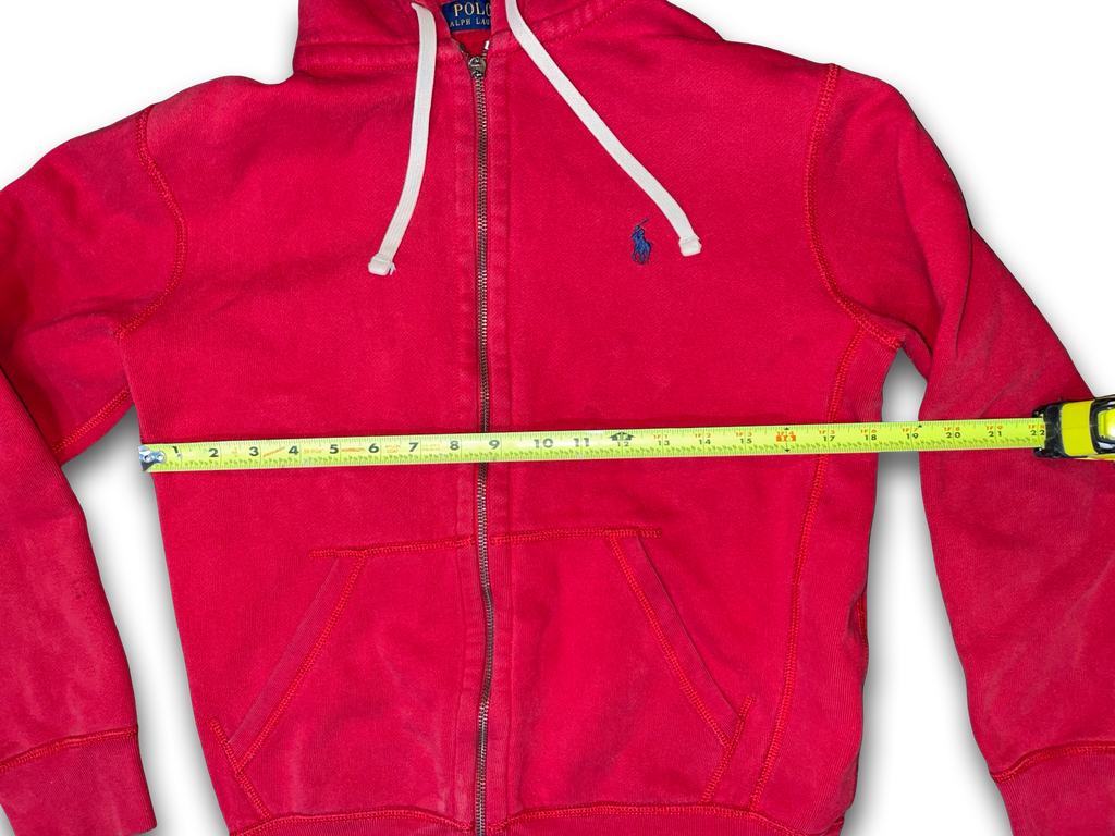 Y2k Polo Ralph Lauren Full Zip Red Hoodie Navy Pony Logo Men’s Size Small
