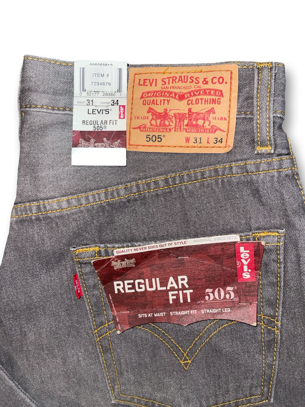 Vintage Y2K Levi's 505 Gray Wash Jeans - NEW 100% Cotton Size 31x34
