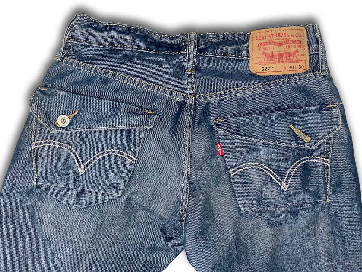 Levis 527 Jeans Y2K Bootcut Flap Pocket Blue Denim Cowboy Men’s Size 30x30
