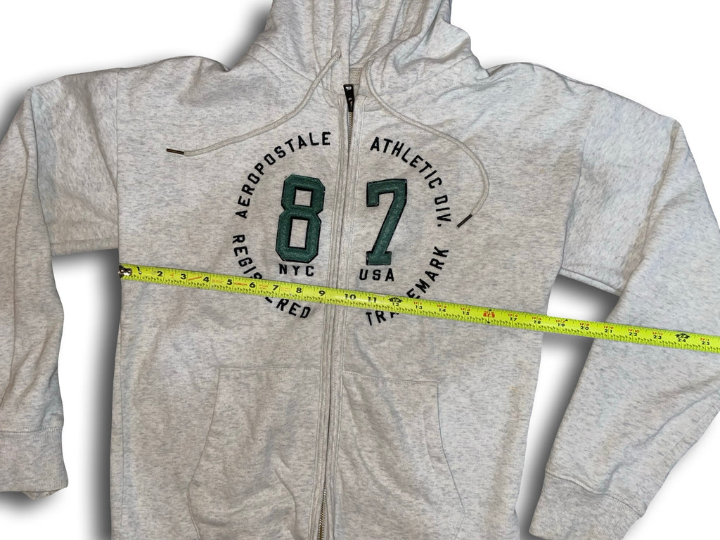 Vintage Y2K Aeropostale Grey Zip-Up Hoodie Men Size Small