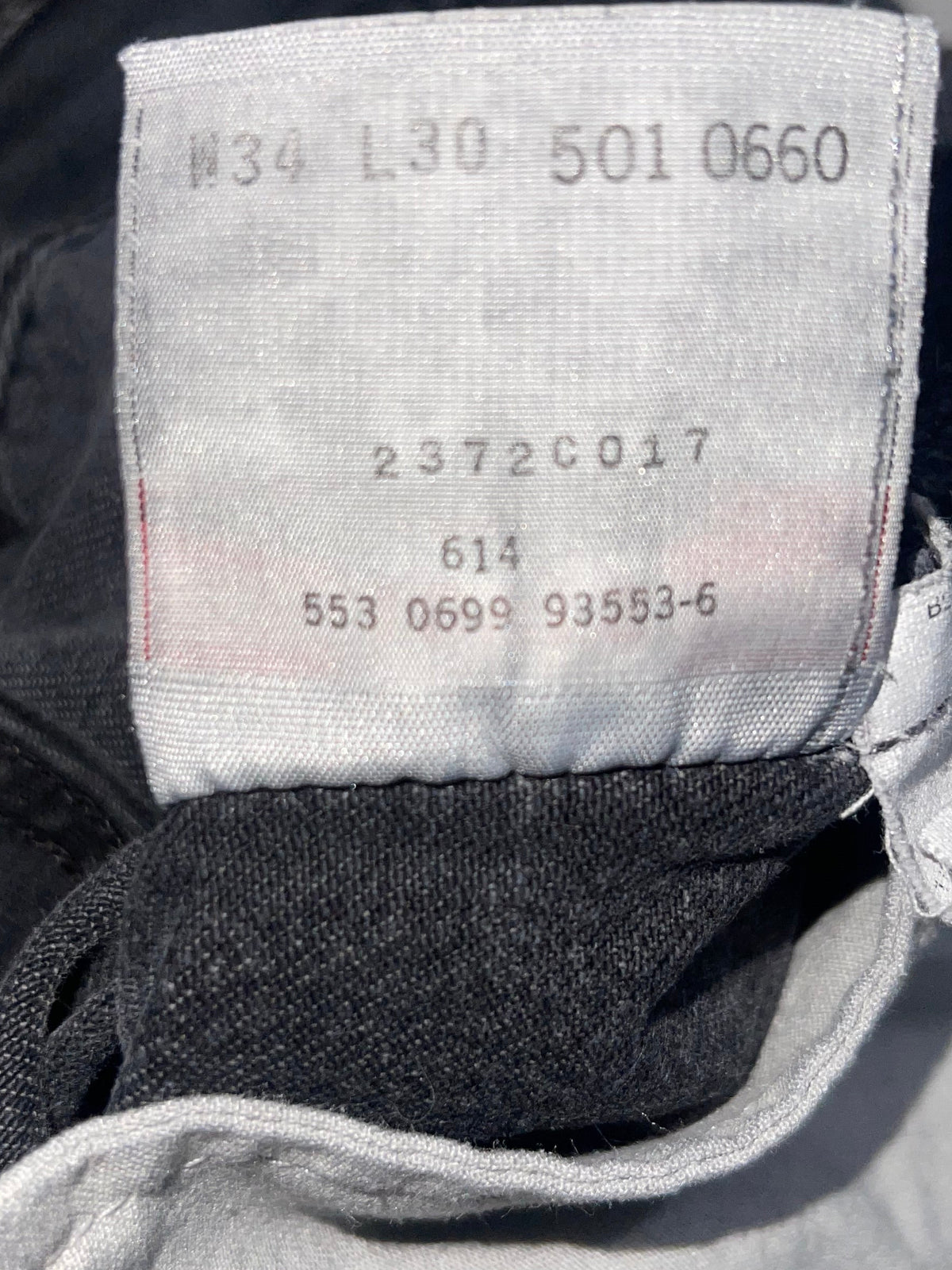 Vintage 90’s Levi’s 501-0660 Black Jeans Made USA Button Fly Men’s 34x30
