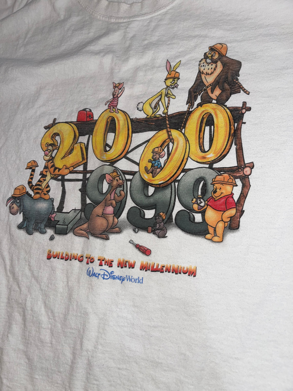 Vintage Walt Disney Men T-Shirt Size 2XL Y2K 1999 to 2000 Building To The New Millennium