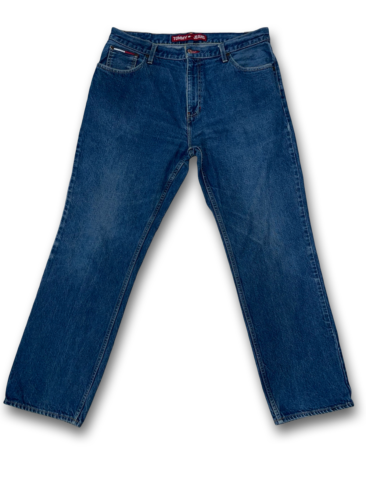 Vintage 90s Tommy Hilfiger Dark Wash Denim Flag Logo Mens 36x32