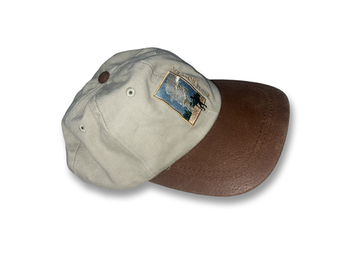 Vintage 90s Yellowstone National Park Hat Cap Embroidered Leather Bill Strapback