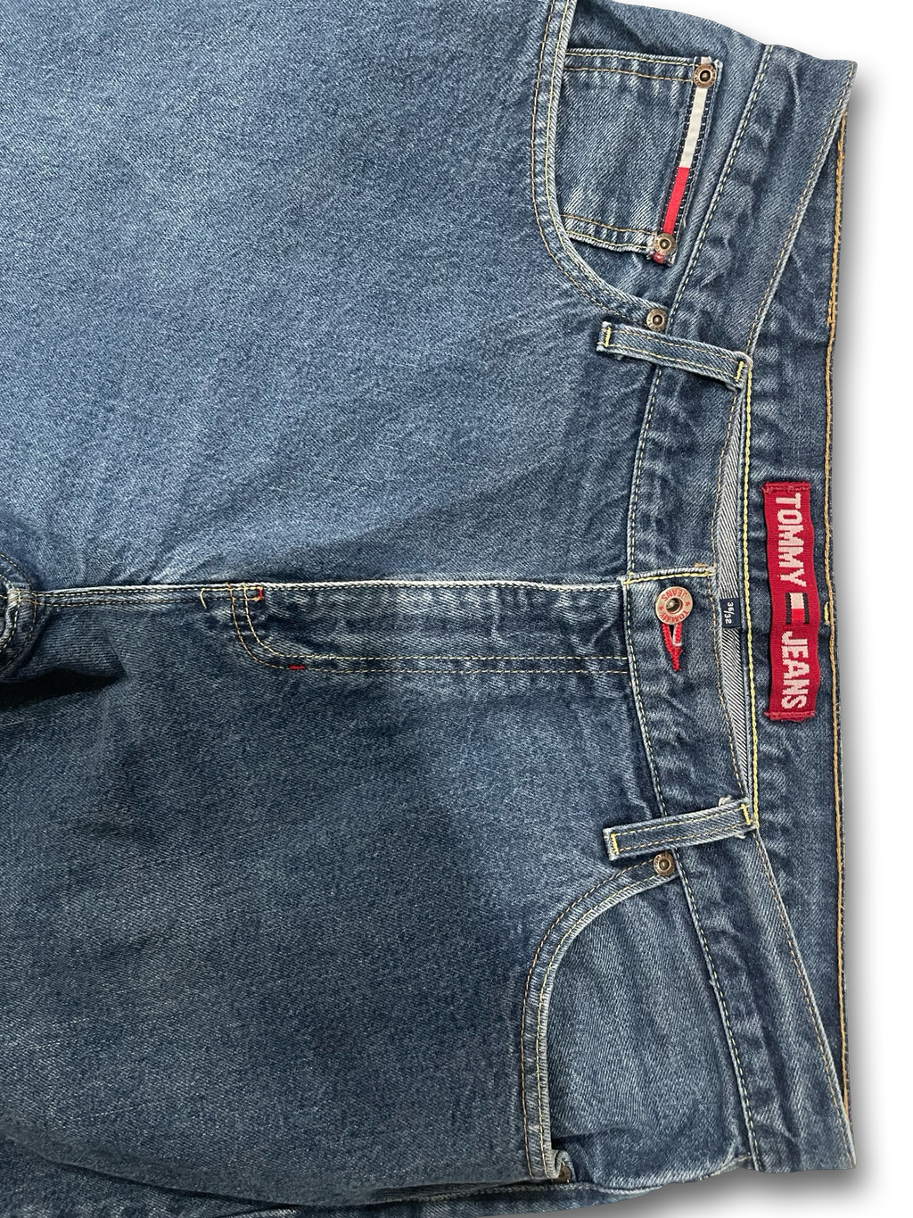 Vintage 90s Tommy Hilfiger Dark Wash Denim Flag Logo Mens 36x32